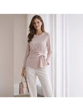 The Fold London Barley Top Blush Pink Clever Crepe UK10 US6